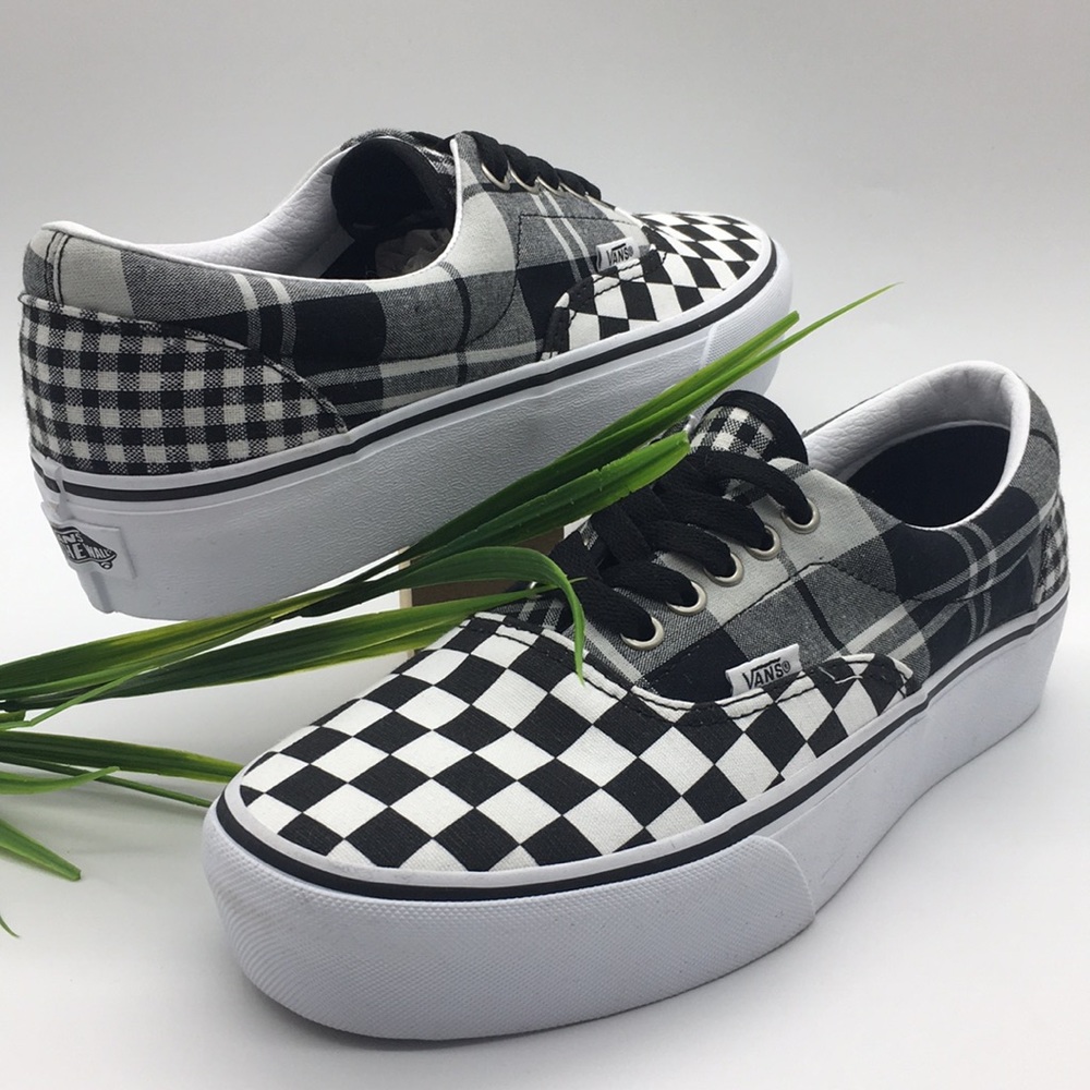 VANS Era Platform Plaid Checkerboard Black/White - Picture 2 of 8